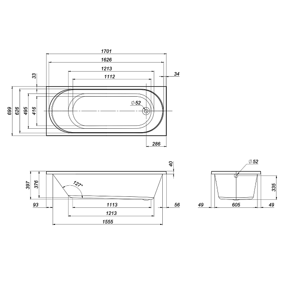 Акриловая ванна Am.Pm X-Joy W94A-170-070W-A белый