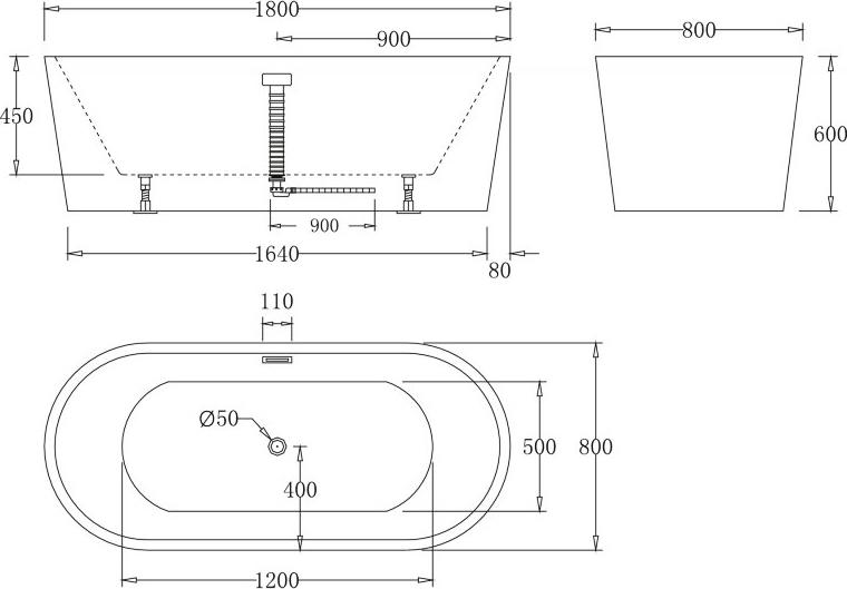 Акриловая ванна BelBagno 180х80 BB71-1800