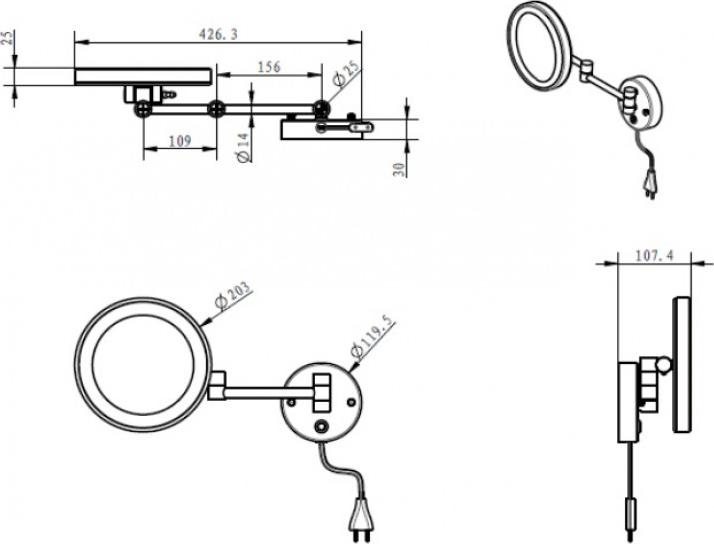 Косметическое зеркало Art&Max AM-M-060-CR, хром