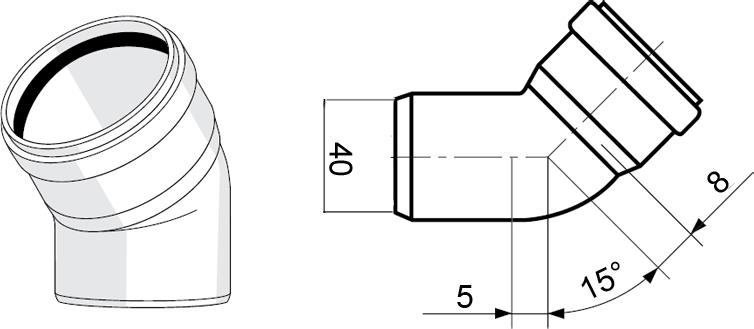 Отвод Rehau Raupiano Plus 15° 40 мм