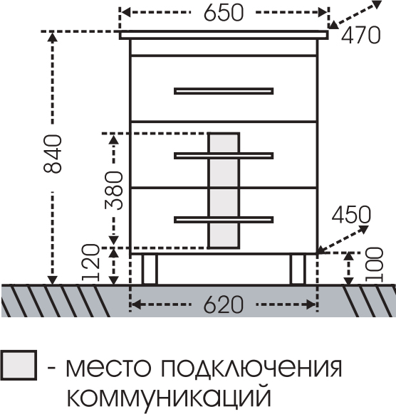 Тумба под раковину СанТа Вегас 226006л 62 см белый