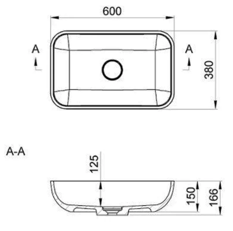 Раковина накладная Marmite 0534 C 600 C 36 черный