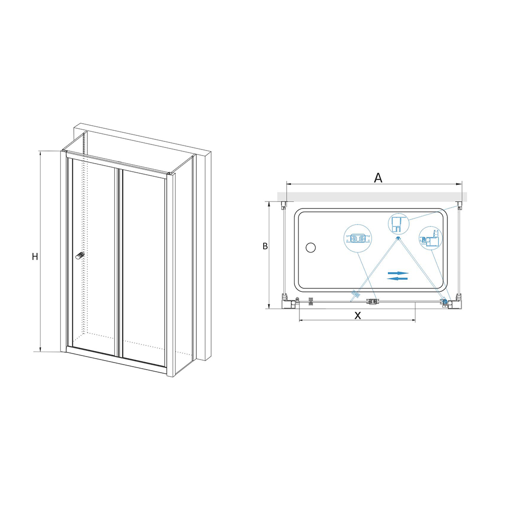 Душевой уголок RGW Classic 040941759-011P стекло прозрачное, профиль хром