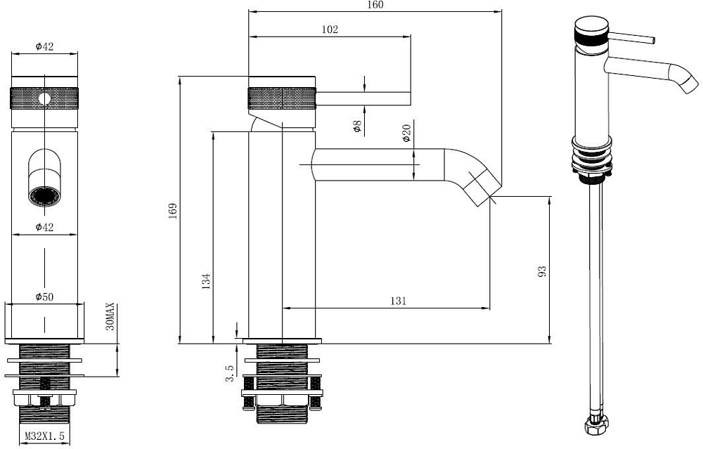 Смеситель для раковины Allen Brau Priority 5.31A01-BN никель браш