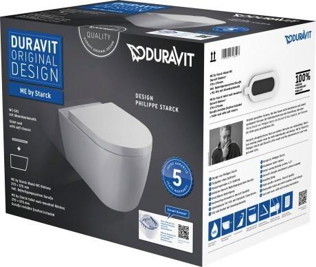 Подвесной унитаз Duravit ME by Starck Rimless 45290900A1 безободковый с сиденьем микролифт