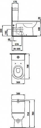 Унитаз-компакт Laufen Pro 8.2495.8.000.000.1 с бачком 8.2695.3.000.873.1sk подвод снизу бачка