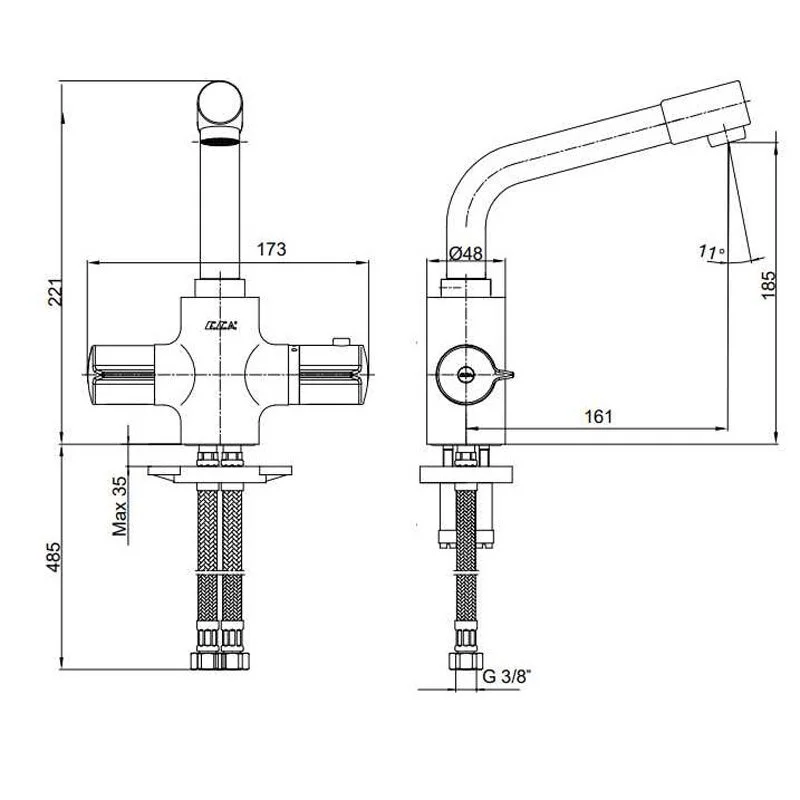 Смеситель для раковины E.C.A Thermostatic 102108730EX хром