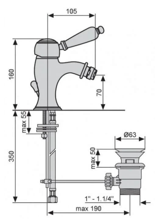 Смеситель для биде Emmevi Laguna 40064OR золото