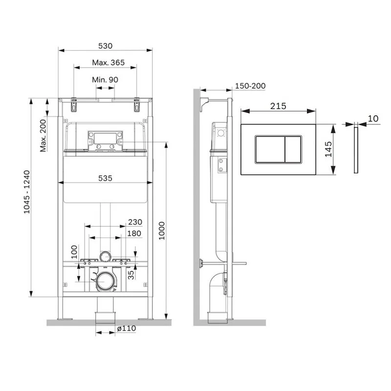 Инсталляция Am.Pm MasterFit I012710.0251 для подвесного унитаза, с клавишей ProC S механическая, хром глянцевый