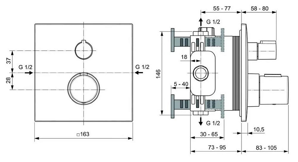 Смеситель для ванны с душем Ideal Standard Ceratherm A6956AA хром