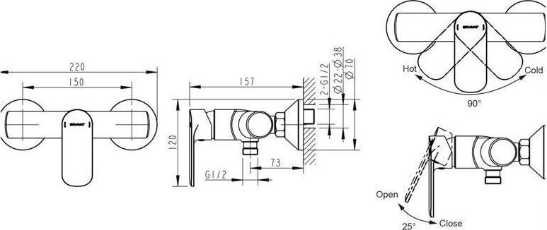 Смеситель для душа Bravat Louise TF9191183CP-01-RUS