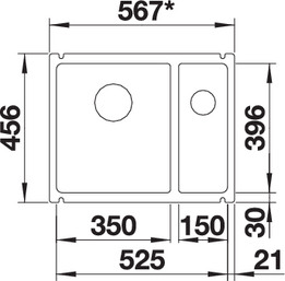 Кухонная мойка Blanco Subline 350/150-U Ceramic 523746 базальт