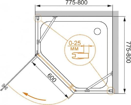 Душевой уголок Cezares CRYSTAL-S-P-1-80-C-Cr-L