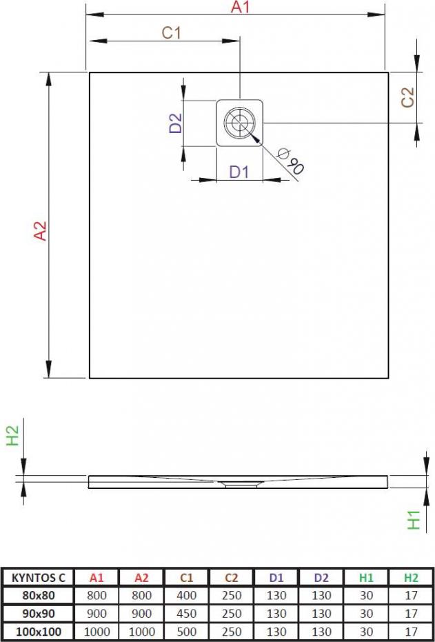 Душевой поддон Radaway Kyntos C 90x90 см HKC9090-04, белый