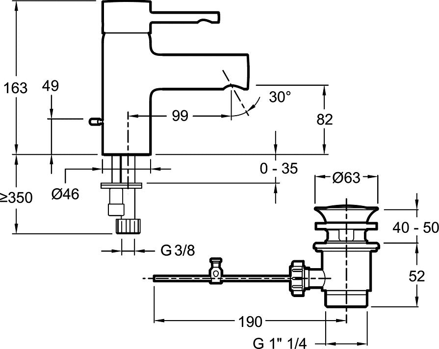 Смеситель для раковины Jacob Delafon Cuff E37041-CP