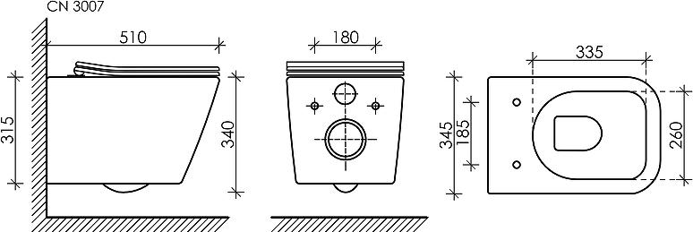 Комплект инсталляция с подвесным унитазом Ceramica Nova Metric CN3007_1001CH_1000 с сиденьем микролифт и клавишей смыва хром