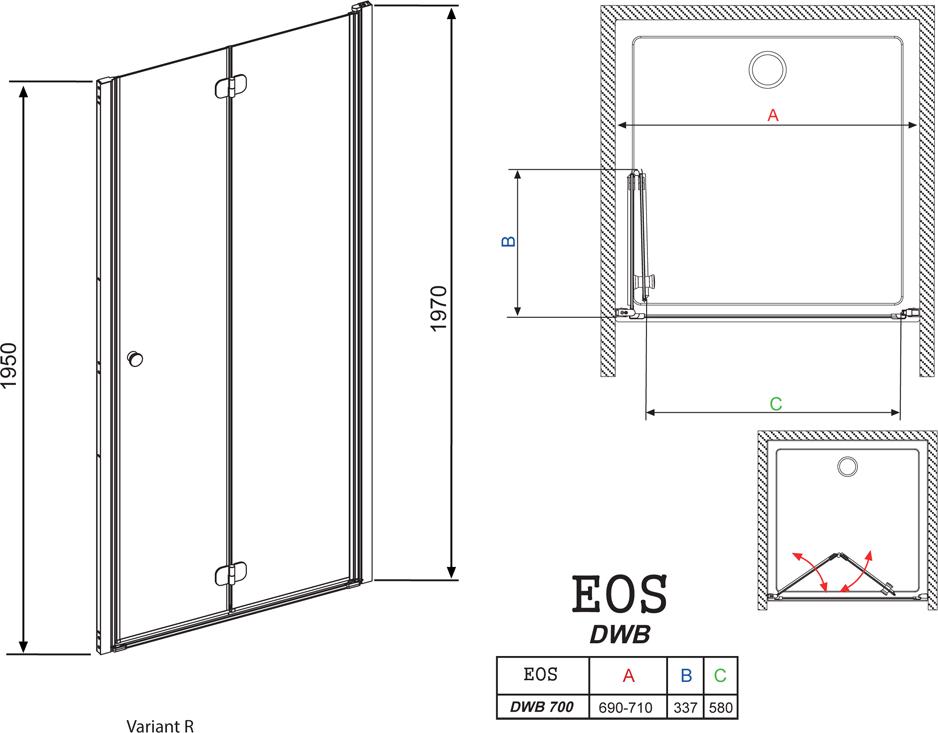 Душевая дверь в нишу Radaway EOS DWB 70 интимато R