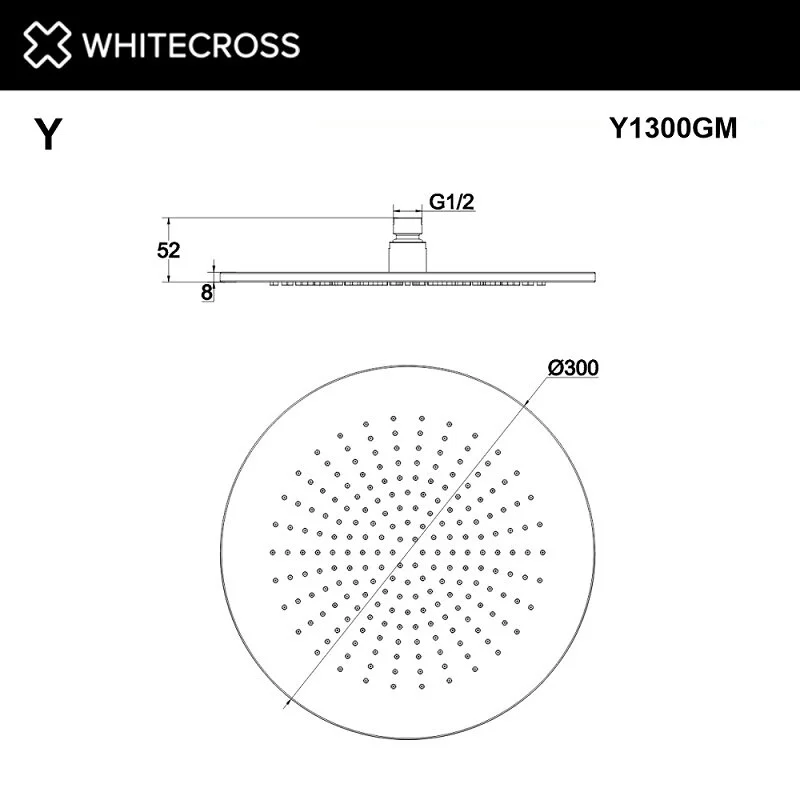 Душ верхний Whitecross Y Brushed Nickel Y1300NIB серый