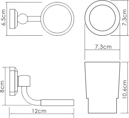 Стакан WasserKRAFT K-28128, белый/хром