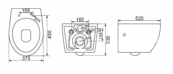 Инсталляция Grohe 38721001, с безободковым унитазом BelBagno Prospero BB507B, сиденье микролифт, комплект