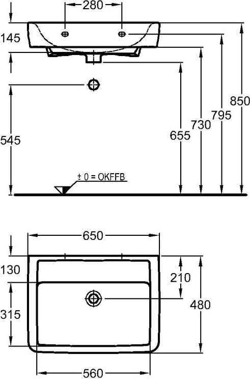 Раковина 65 см Geberit (Keramag) Renova Nr. 1 Plan 222268000, белый