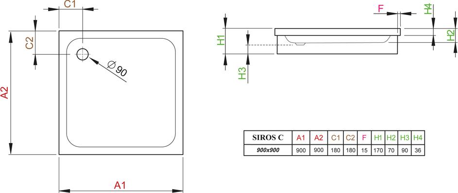 Поддон для душа Radaway Siros C900