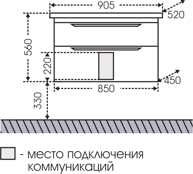 Тумба с раковиной СанТа Марсель 90 подвесная