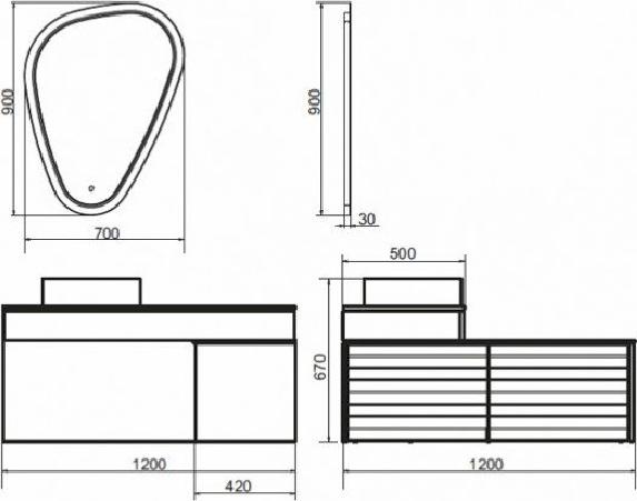 Зеркало Comforty Олеандр 70 00-00001264 с подсветкой и сенсорным выключателем