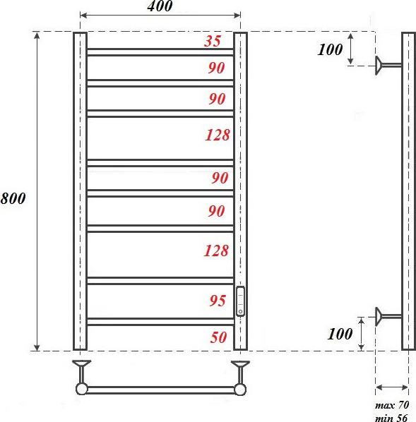 Полотенцесушитель электрический Point Аврора PN10848W П8 400x800, белый