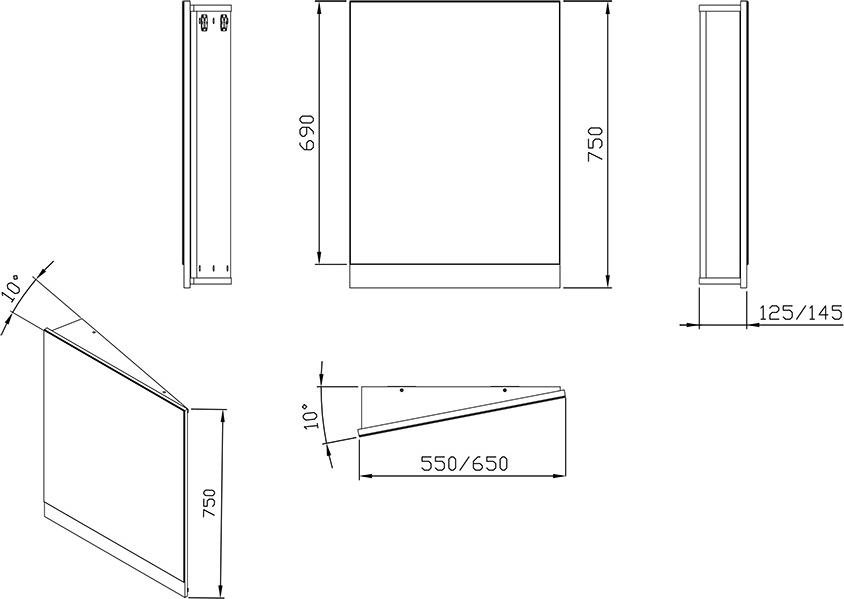 Зеркало 65 см Ravak 10° X000001077 L серый