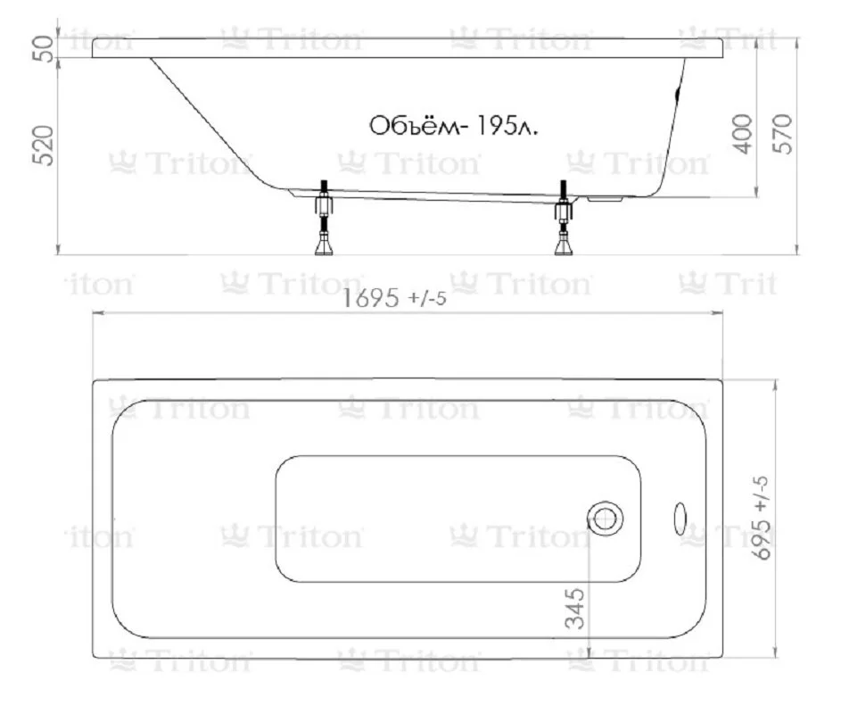 Акриловая ванна Triton Ультра Щ0000012096 белый