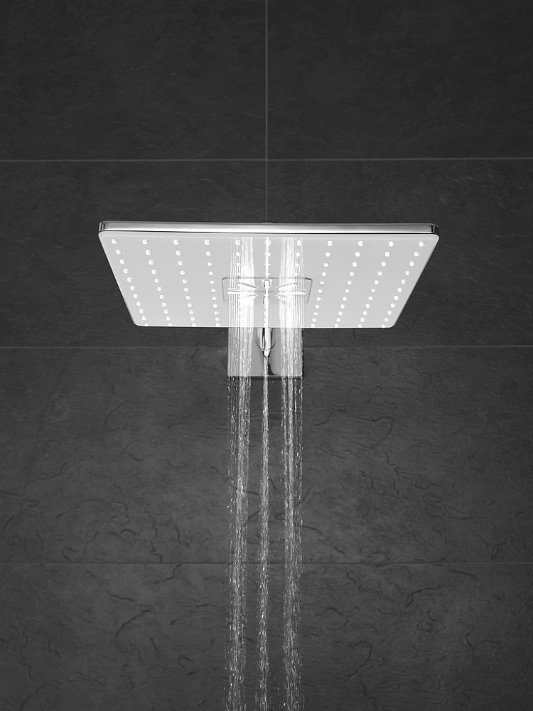 Верхний душ Grohe Rainshower SmartActive Cube 26479LS0 с кронштейном белая луна