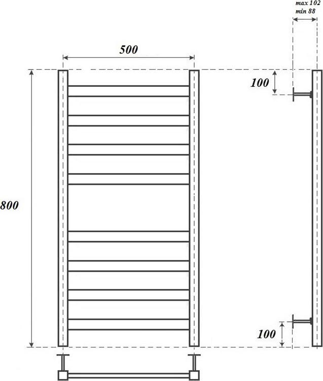 Полотенцесушитель электрический Point Меркурий PN83158BE П8 500x800, черный