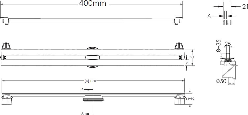 Душевой лоток Berges Wasserhaus Super Slim 091077 40 см