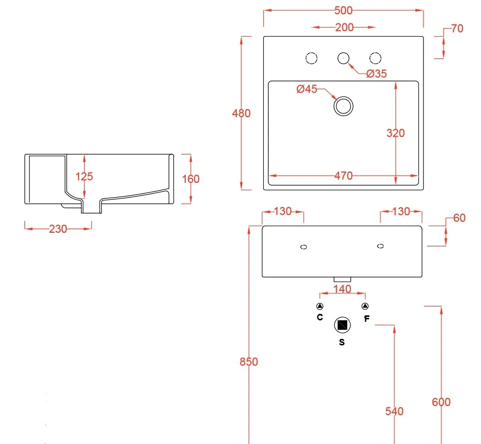 Раковина накладная ArtCeram Quadro QUL004 0100 белый