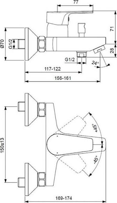 Комплект смесителей 3 в 1 Ideal Standard Esla BC264AA, хром