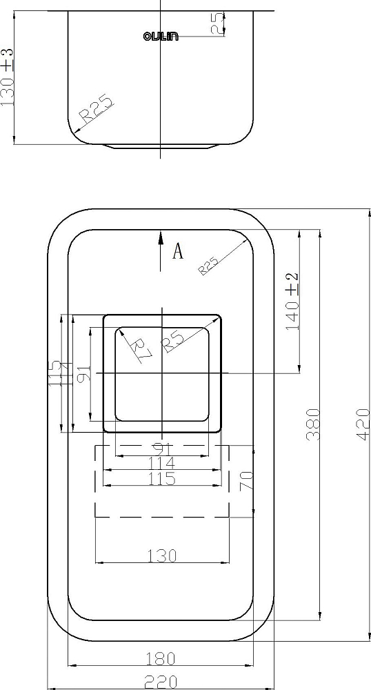 Дополнительная мойка Oulin OL-0361 square