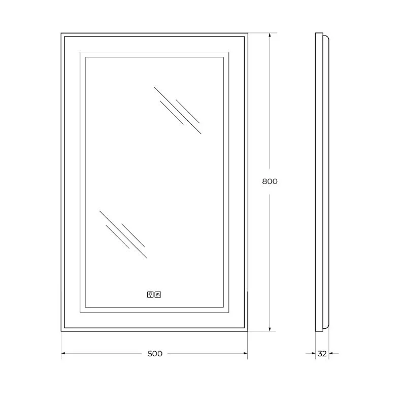 Зеркало BelBagno Kraft SPC-KRAFT-500-800-LED-TCH-WARM серый