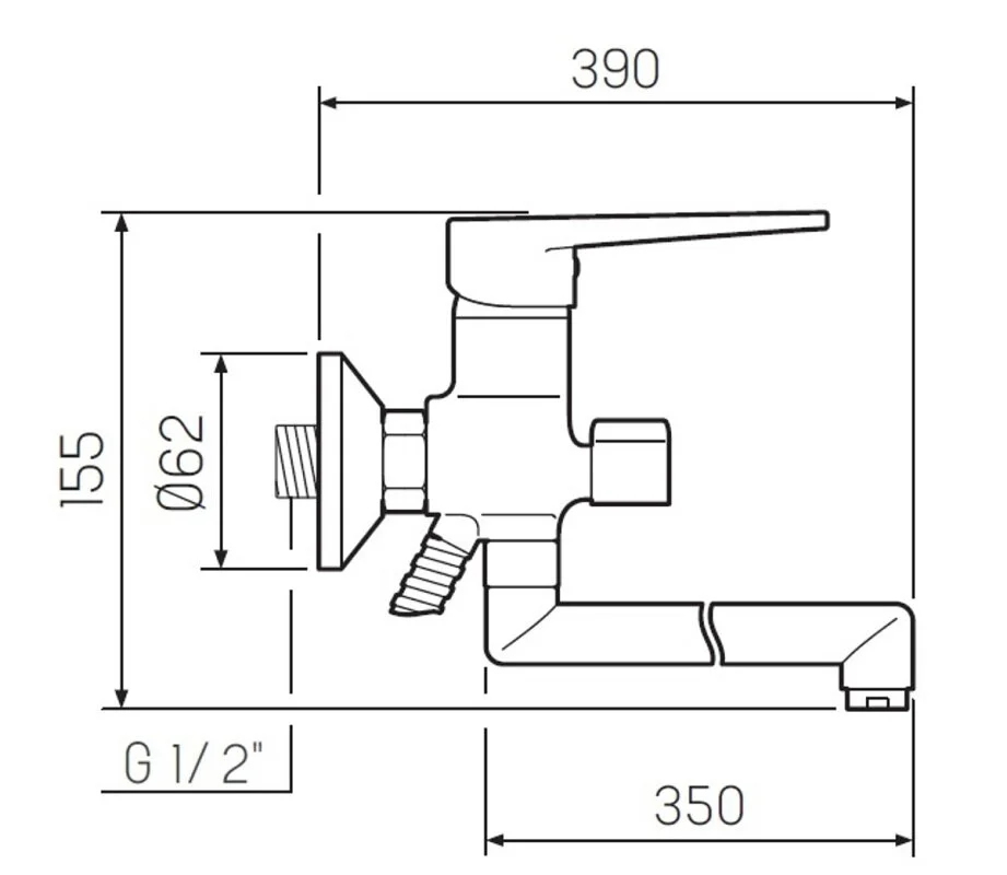 Смеситель для ванны с душем РМС SL52-006E-3 хром