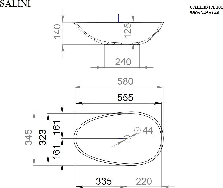 Раковина накладная Salini Callista 101 1101201SM, белый матовый