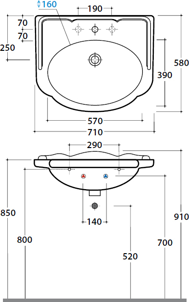 Раковина Globo Paestum PA006.BI*1 71 см