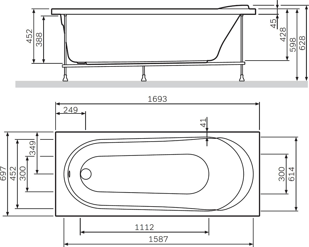 Акриловая ванна Am.Pm Joy 170х70 W85A-170-070W-A