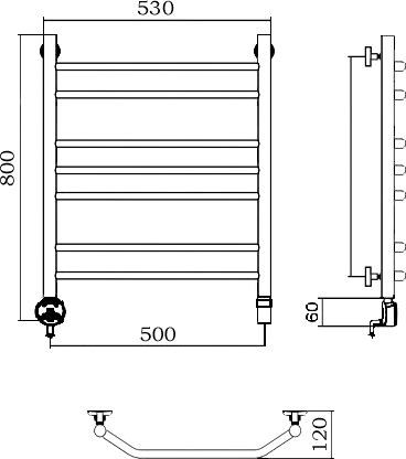 Полотенцесушитель электрический Aquanerzh Трапеция L 80x50