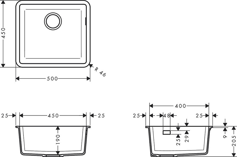 Кухонная мойка Hansgrohe S51 S510-U450 43431170