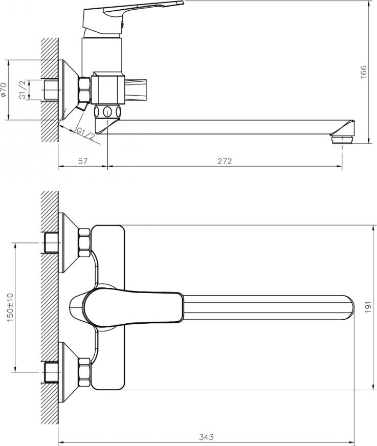 Смеситель для ванны с душем Decoroom DR23043, хром