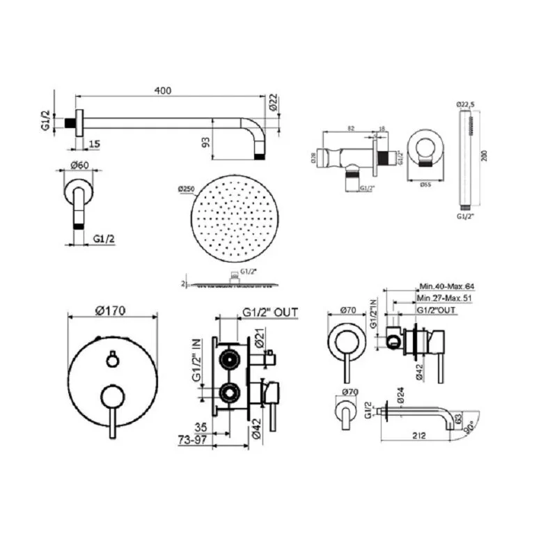 Смеситель для душа Plumberia Selection Ixo KITXO18OR210 золото