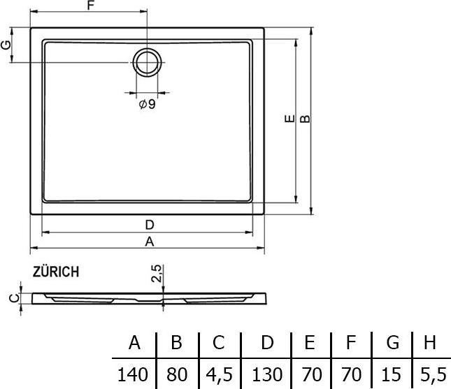 Акриловый поддон для душа Riho Zurich DA4400500000000 белый