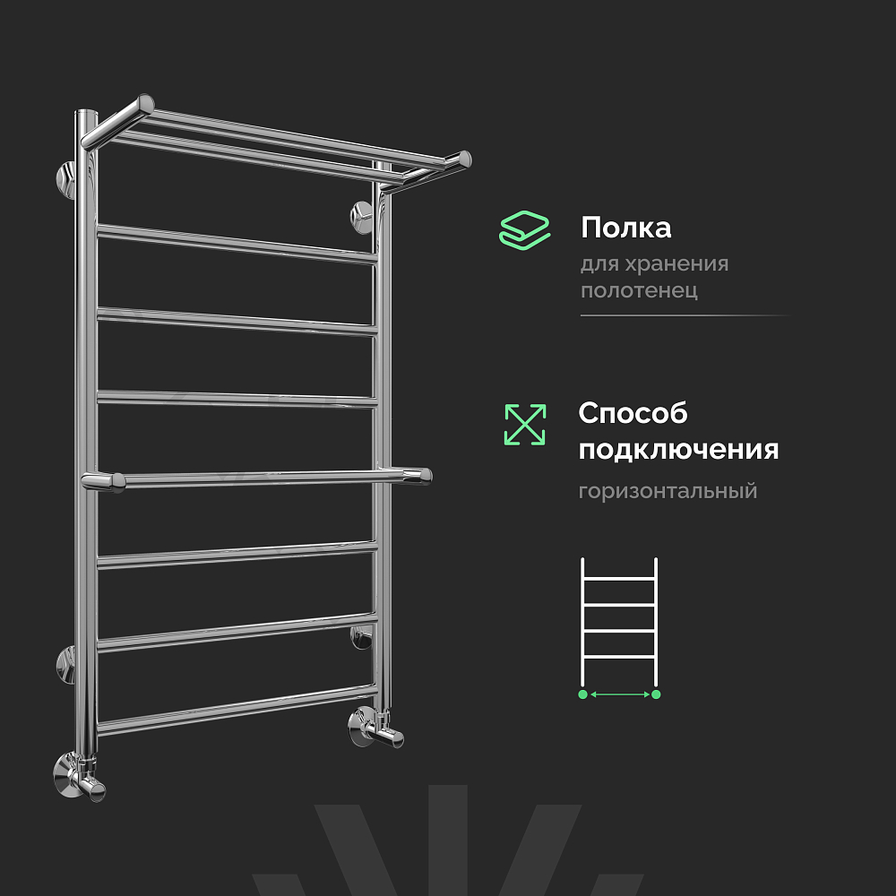 Полотенцесушитель водяной Ewrika Гелла АН8 80х50 с полкой, хром