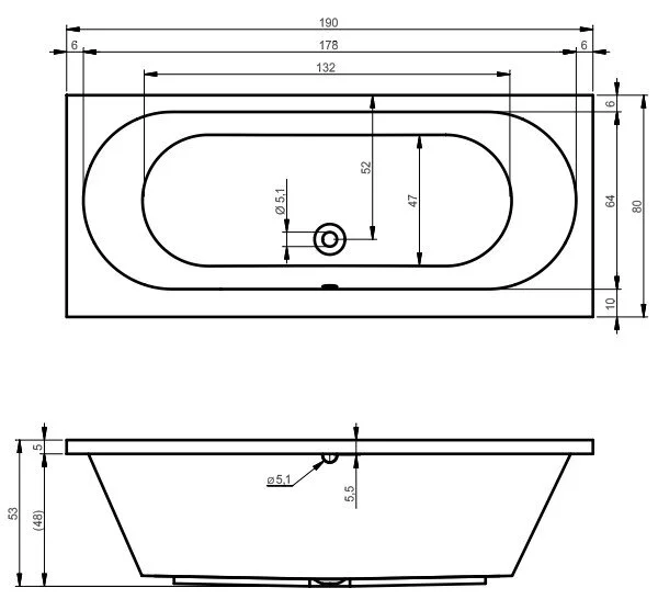 Акриловая ванна Riho Carolina BB5500500000000_FLOW2 белый