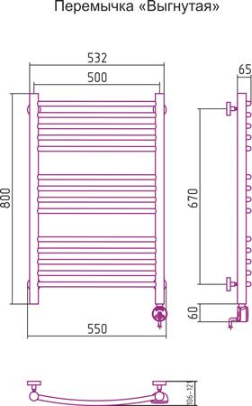 Полотенцесушитель электрический Сунержа Богема 00-0503-8050 80x50 R